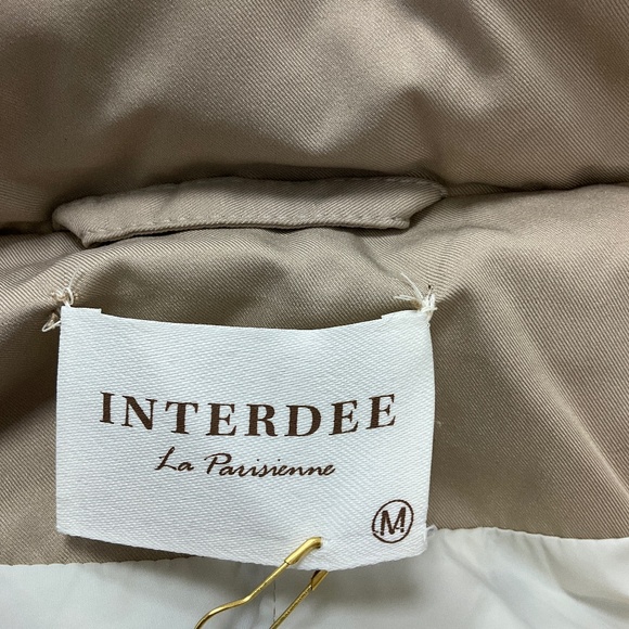 INTERDEE BEIGE / GRIS WOOL AND CASHMERE DOWN PUFFER COAT WITH BELT - Picture 4 of 5